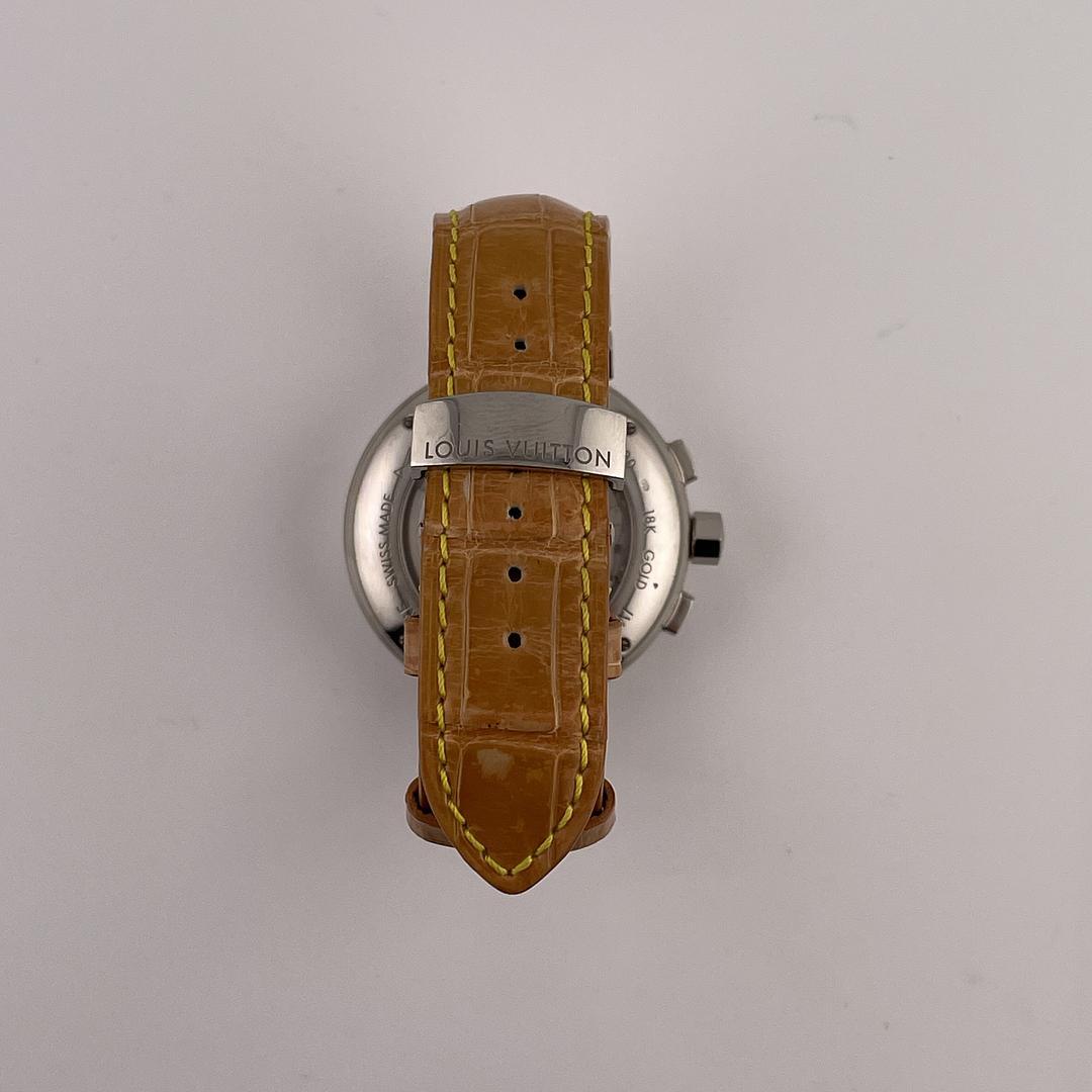 Louis Vuitton Tambour Slate Grey Dial on Leather Strap Ref. Q11430 — view 2