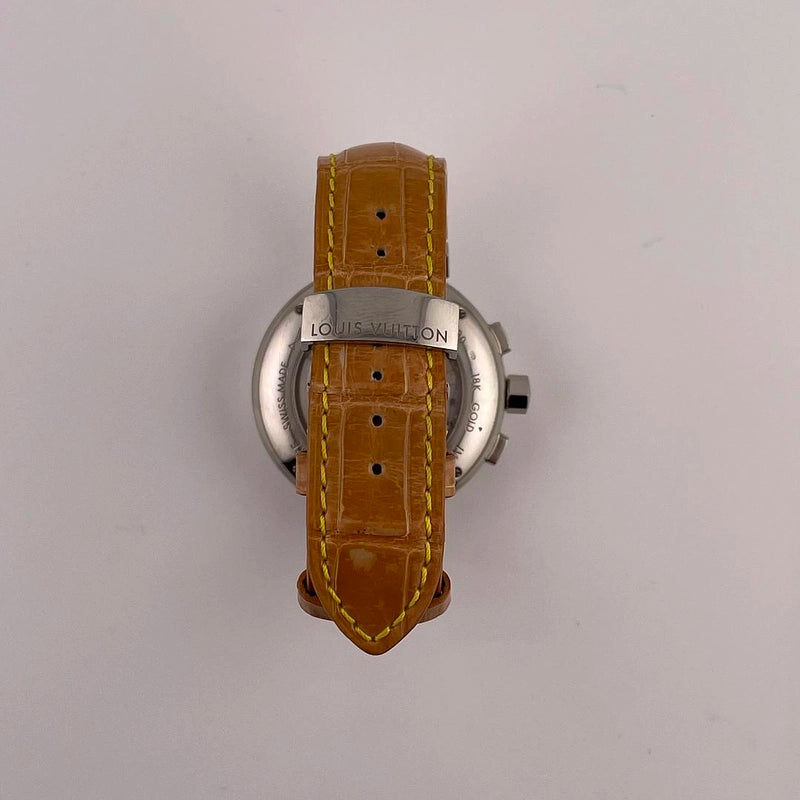 Louis Vuitton Tambour Slate Grey Dial on Leather Strap Ref Q11430