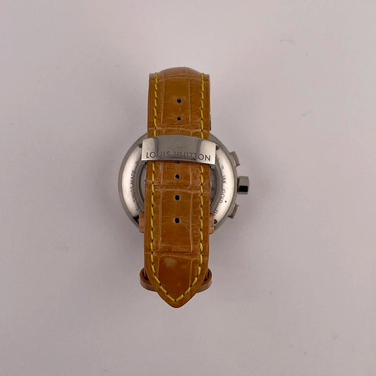 Louis Vuitton Tambour Slate Grey Dial on Leather Strap Ref Q11430