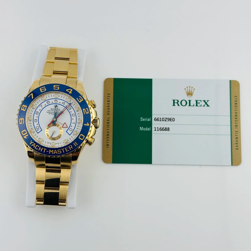 Rolex Yacht-Master II White Dial on Oyster Ref 116688 with New Style Card White 2015