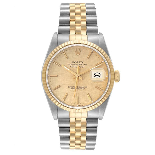 Rolex Datejust Champagne Linen Stick Dial on D Link Jubilee Ref. 16233 1990