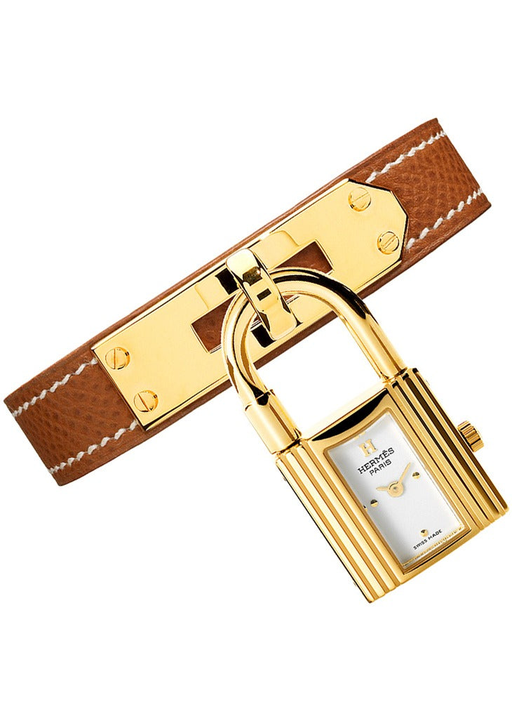 Hermes Kelly Cadenas Gold Dial on Leather Ref. KE1.201 Papers 1997