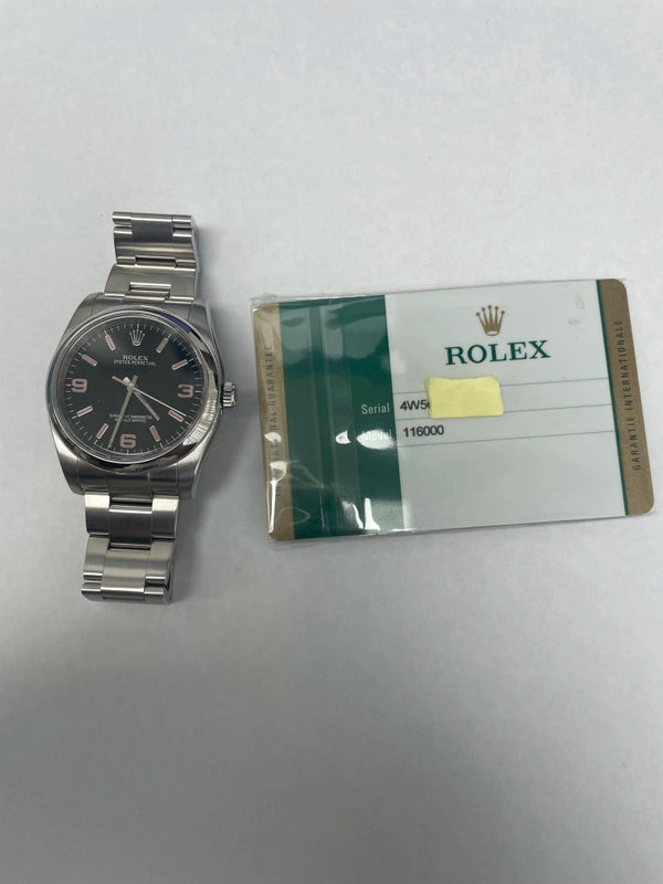 Rolex Oyster Perpetual Black Dial on Oyster Ref 116000 with New Style Card White 2015