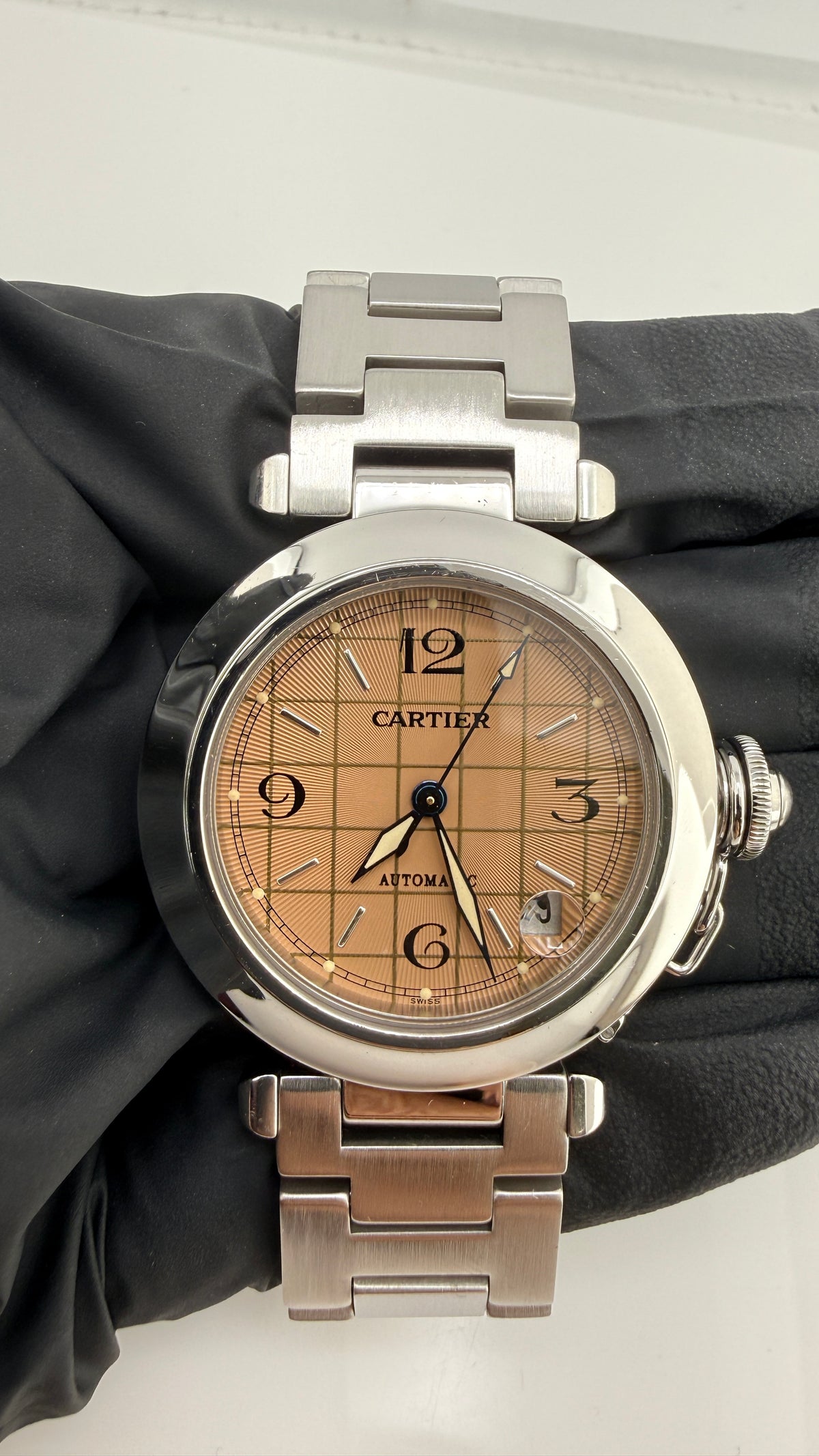 Cartier Pasha C Salmon Arabic Dial on Stainless Steel Bracelet Ref. 2324 / W31015M7 — view 2