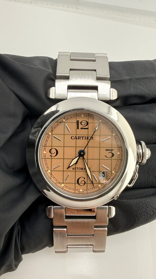 Cartier Pasha C Salmon Arabic Dial on Stainless Steel Bracelet Ref. 2324 / W31015M7 — view 2
