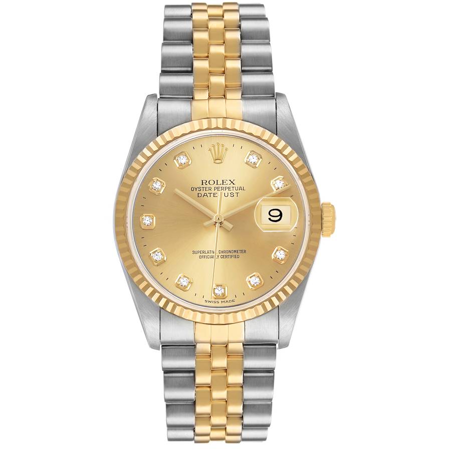 Rolex Datejust Champagne Diamond Factory Dial on D Link Jubilee Bracelet Ref. 16233G 1991