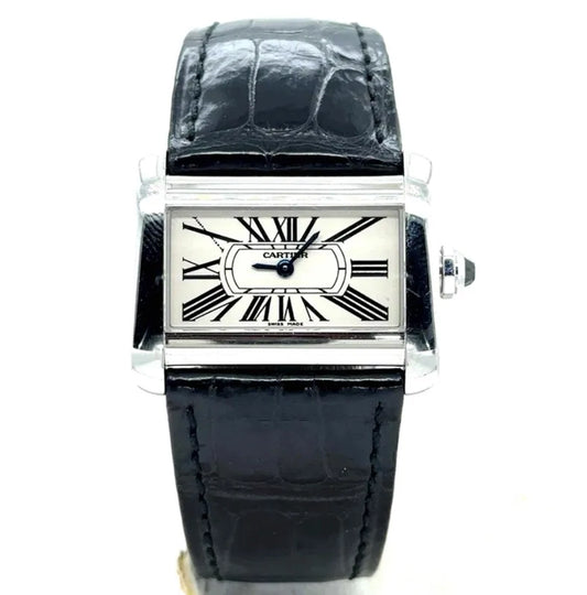 Cartier Tank Divan Silver Roman Dial on Leather Ref 2599/W6300255