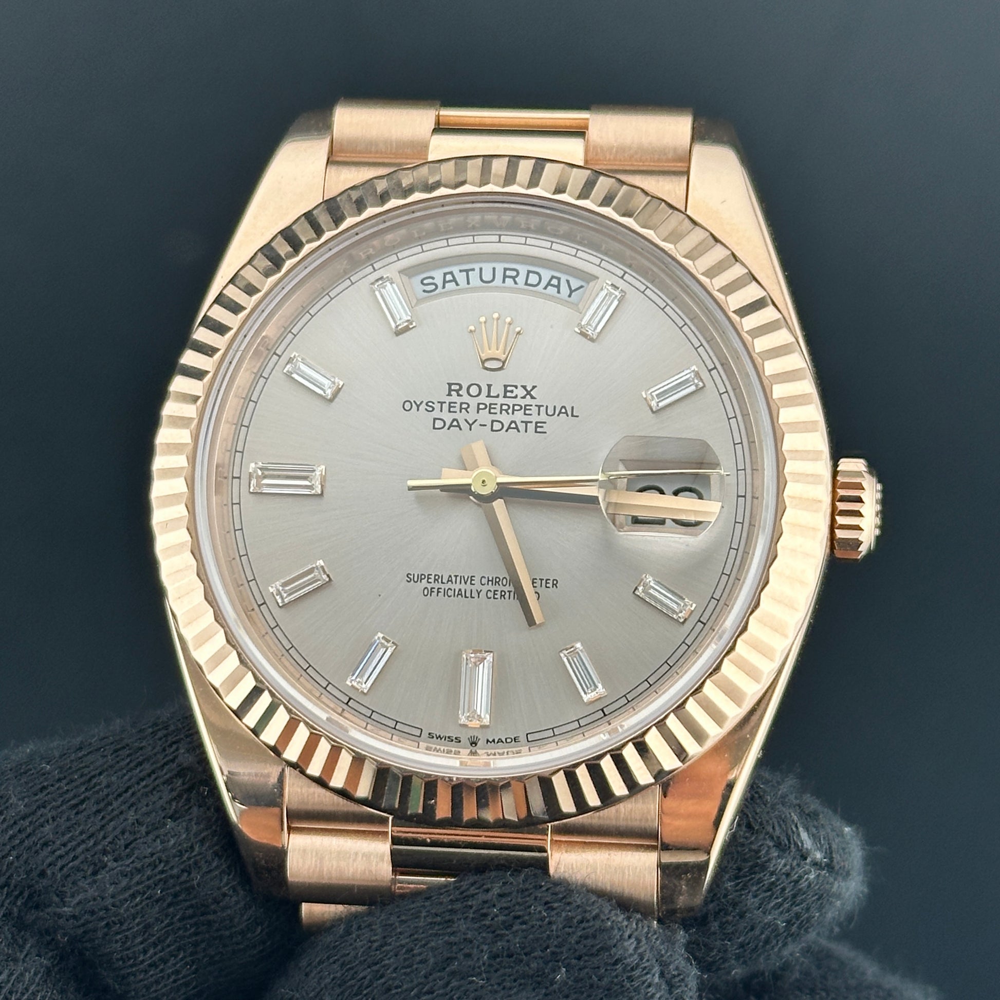 Rolex Day Date Sundust Baguette Dial on President Bracelet Ref. 228235 Card 2017 — view 3