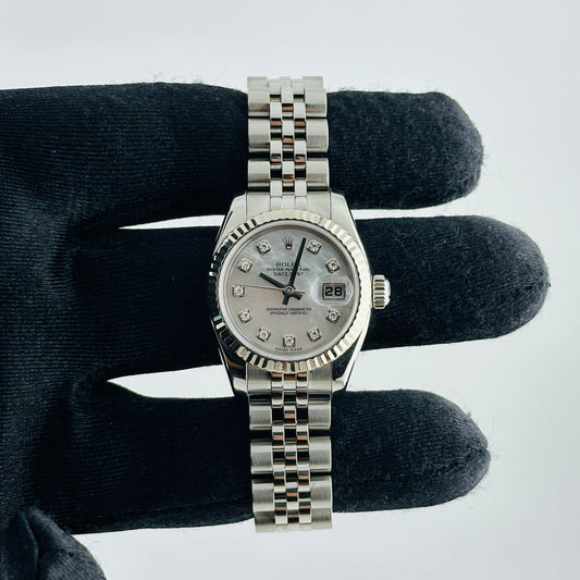 Rolex Datejust Lady White Mop Diamond Dial on Jubilee Hidden Clasp Bracelet Ref. 179174 2006 — view 2