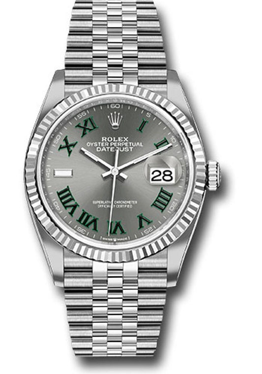 Rolex Datejust 36 Slate Roman Dial on Jubilee Ref 126234 with New Style Card Green 2026