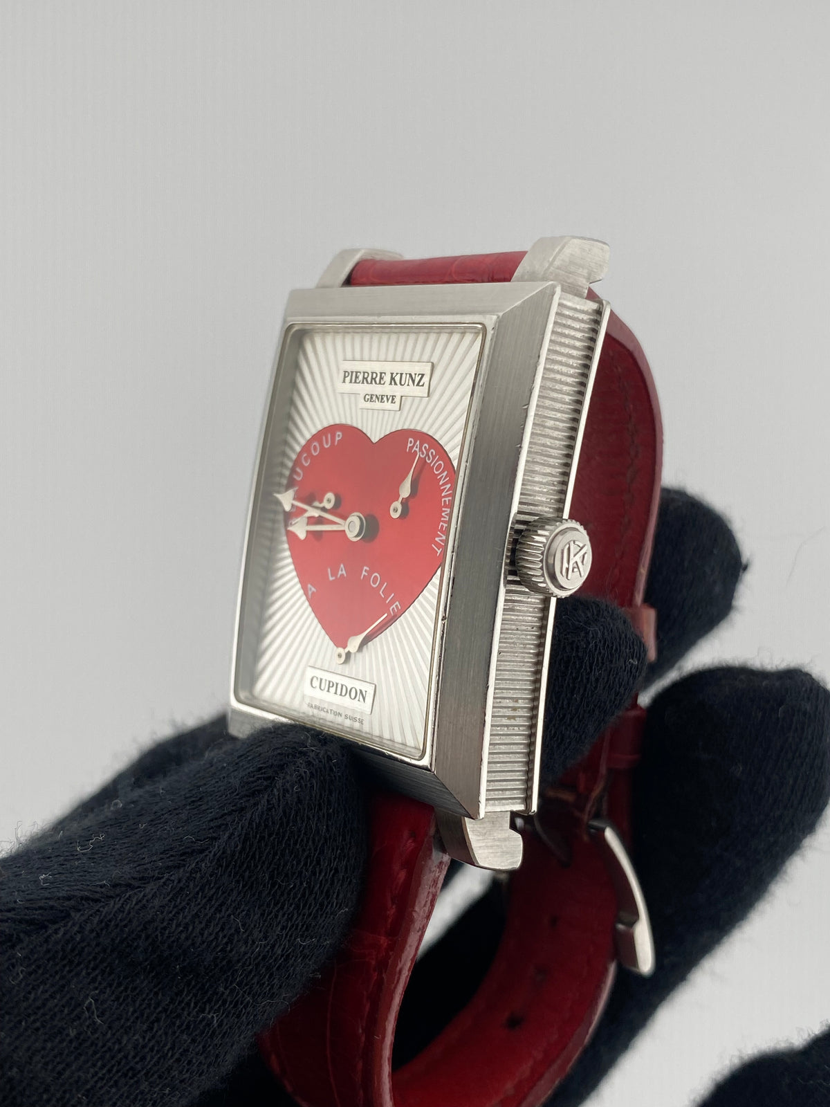 Pierre Kunz Cupidon Red Heart Dial on Leather Ref. PKM102STR Complete 2007 — view 2