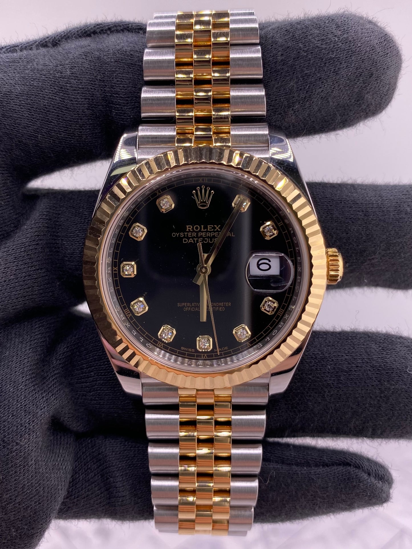Rolex Datejust Black Diamond Factory Dial on D Link Jubilee Bracelet Ref. 126333 Card 2016 — view 2