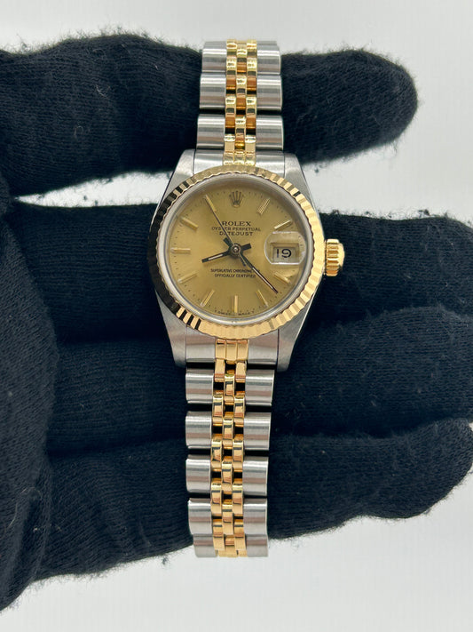 Rolex Datejust Lady Champagne Stick Dial on 2 Tone Jubilee D Link Bracelet Ref. 69173 1987 — view 2