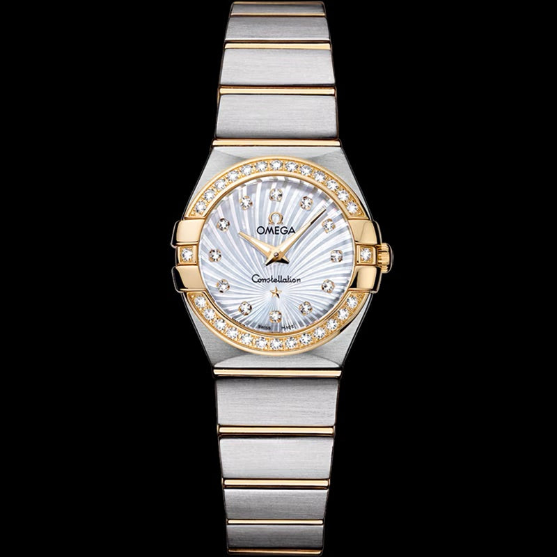 Omega Constellation Silver Diamond Dial on 2 Tone Yellow Gold / Stainless Steel Bracelet Ref. 123.25.24.60.55.004 Complete 2015