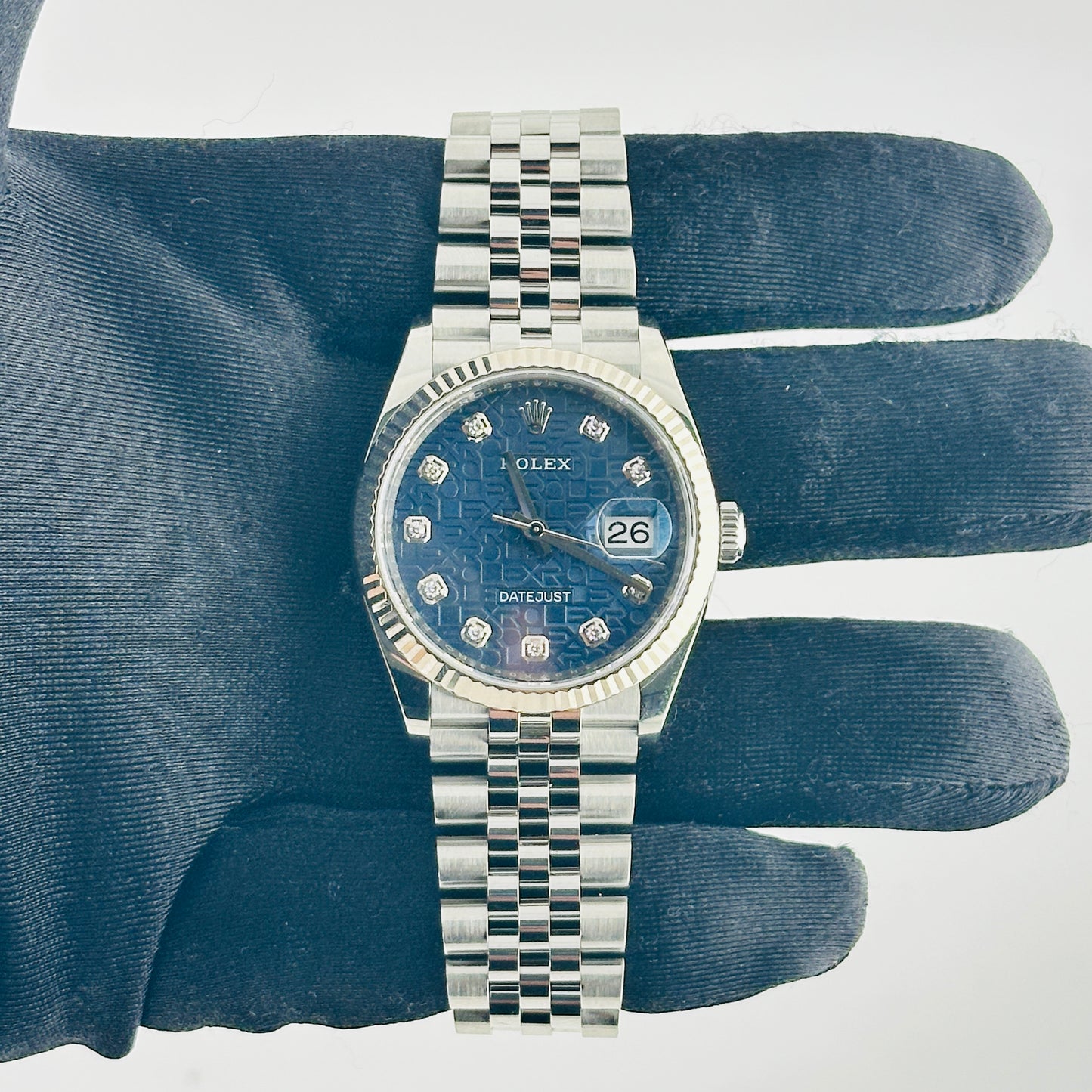 Rolex Datejust 36 Blue Jubilee Diamond Factory Dial on D Link Jubilee Bracelet Ref. 126234 Card 2021 — view 2