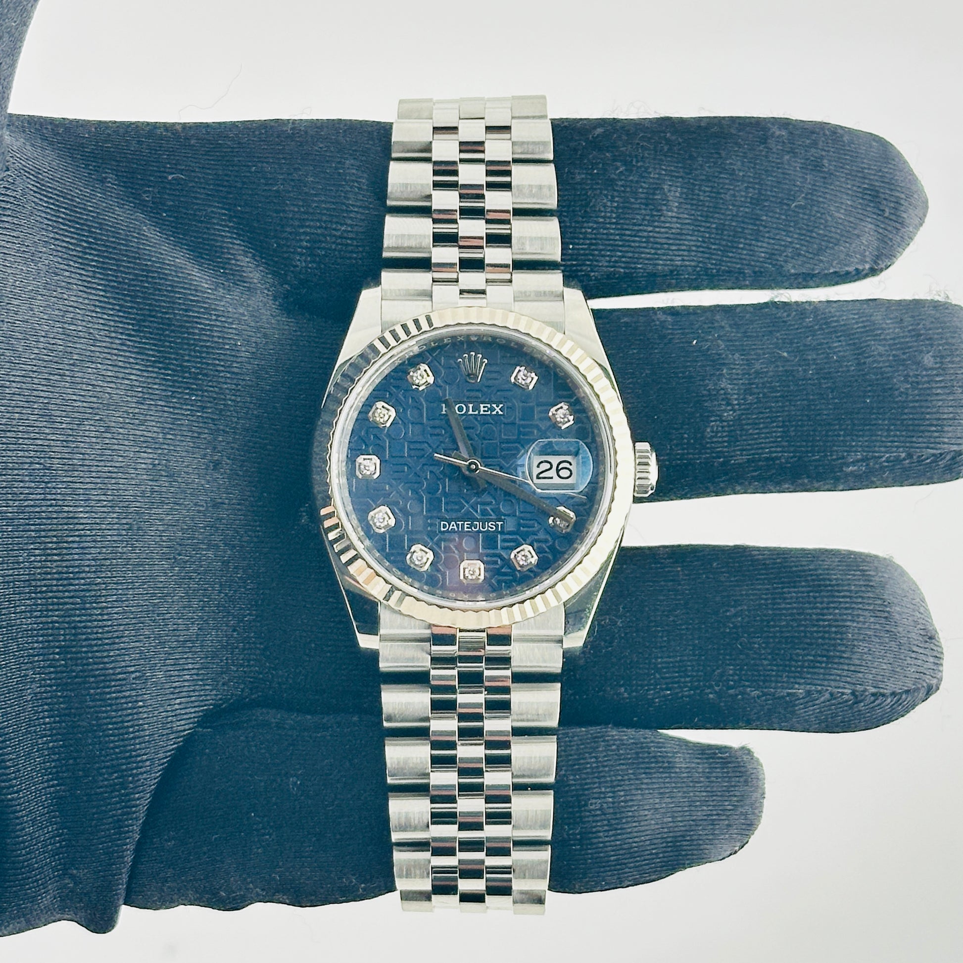 Rolex Datejust 36 Blue Jubilee Diamond Factory Dial on D Link Jubilee Bracelet Ref. 126234 Card 2021 — view 2