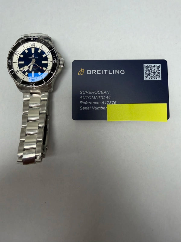 Breitling Superocean Automatic Blue Dial on Bracelet Ref A17376211C1A1 with Card 2025