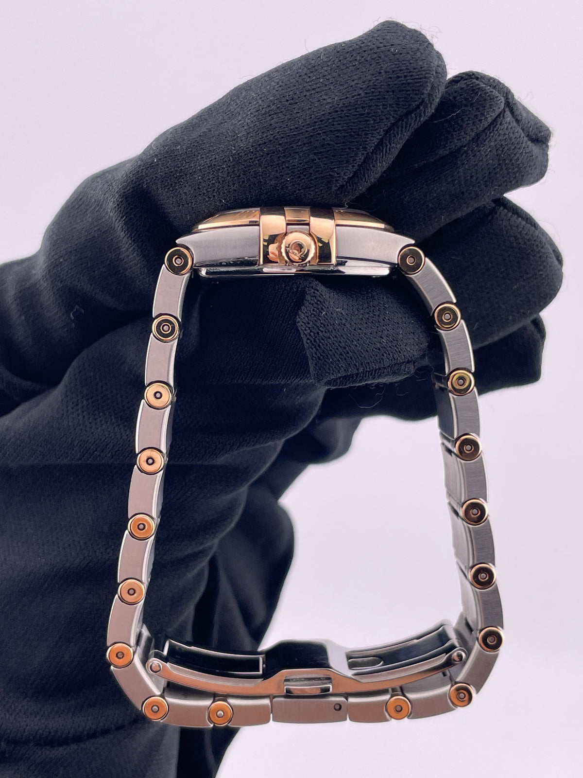 Omega Constellation M.O.P Diamond Dial on Pink Gold & Stainless Steel Bracelet Ref. 123.20.24.60.55.001 — view 7