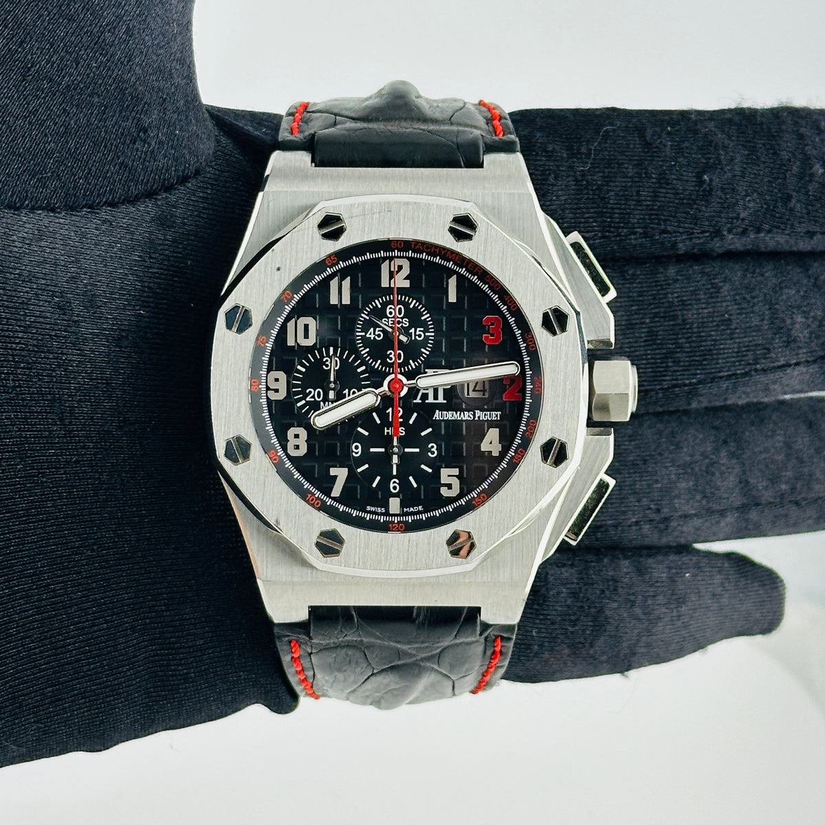 Audemars Piguet Royal Oak Offshore Shaquille O'Neal Special Limited Edition Black Dial With Mega Tapisserie Waffle Pattern Dial on Leather Strap Ref. 26133ST.OO.A101CR.01 — view 2