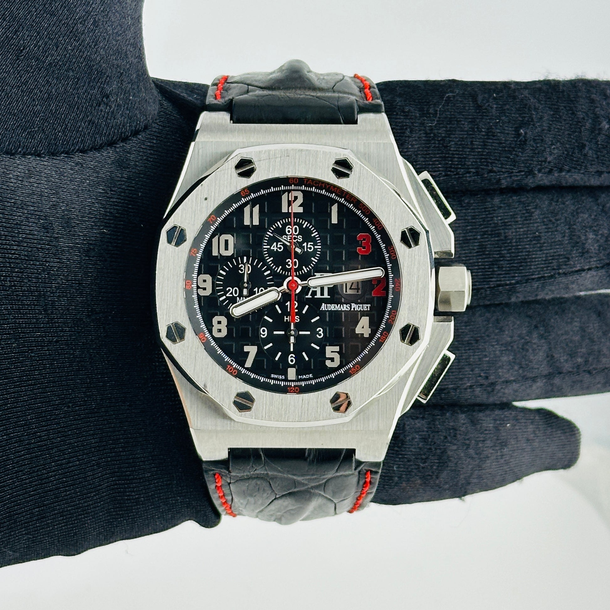 Audemars Piguet Royal Oak Offshore Shaquille O'Neal Special Limited Edition Black Dial With Mega Tapisserie Waffle Pattern Dial on Leather Strap Ref. 26133ST.OO.A101CR.01 — view 2