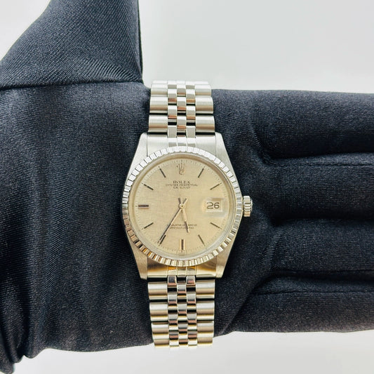 Rolex Datejust Silver Linen Dial on D Link Jubilee Ref 1603