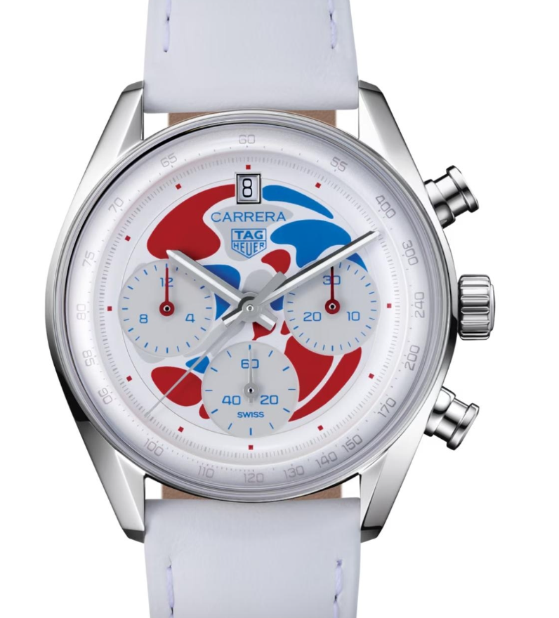 Tag Heuer Carrera Chrono Expo Osaka Silver Dial on White Leather Strap Ref. CBS221C.FC6619 Complete 2025