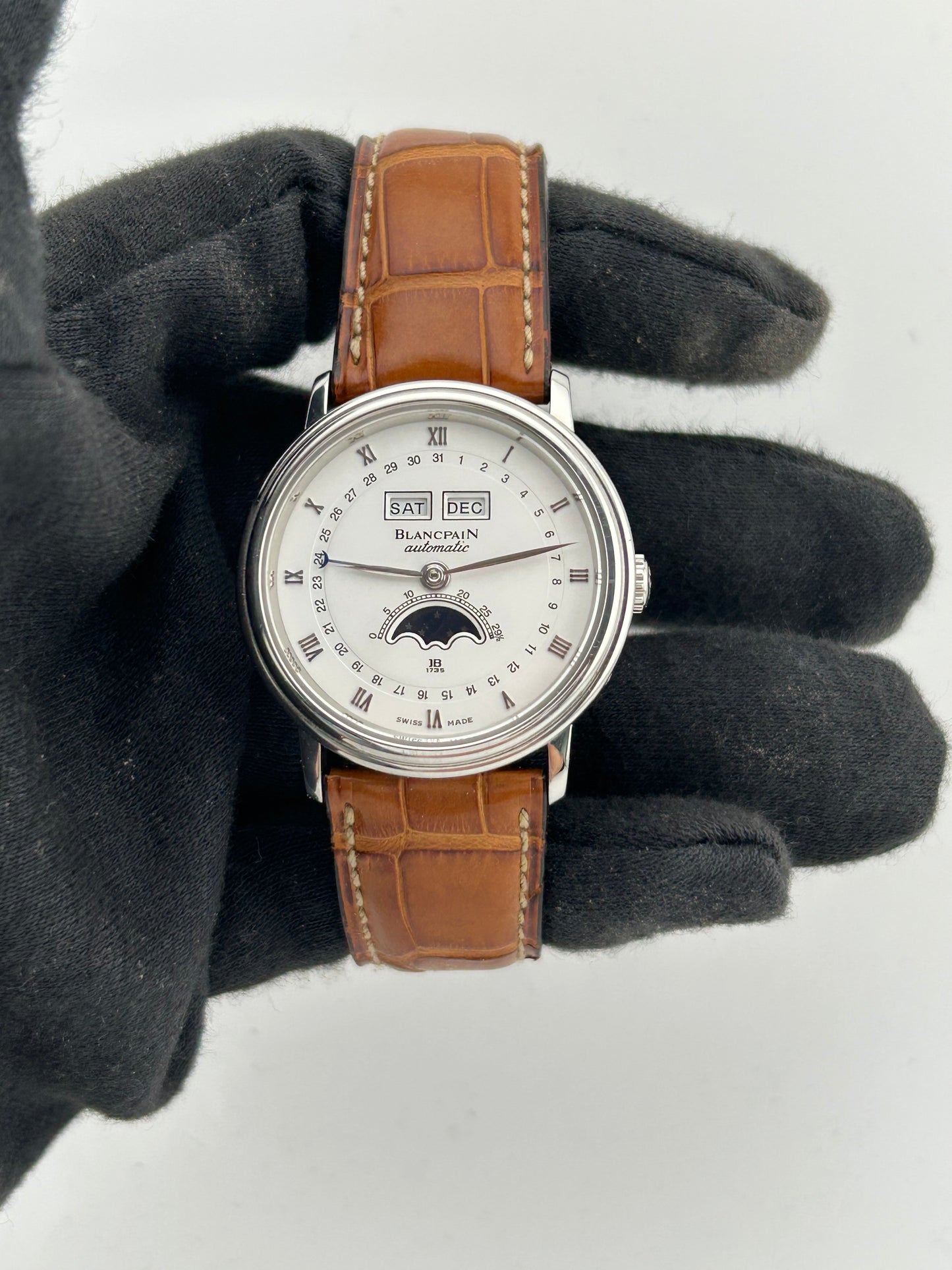 Blancpain Villeret Triple Calender White Roman Numerals Dial on Leather Strap / Ss Buckle Ref. B6553.1127A.55 Complete 2004 — view 2
