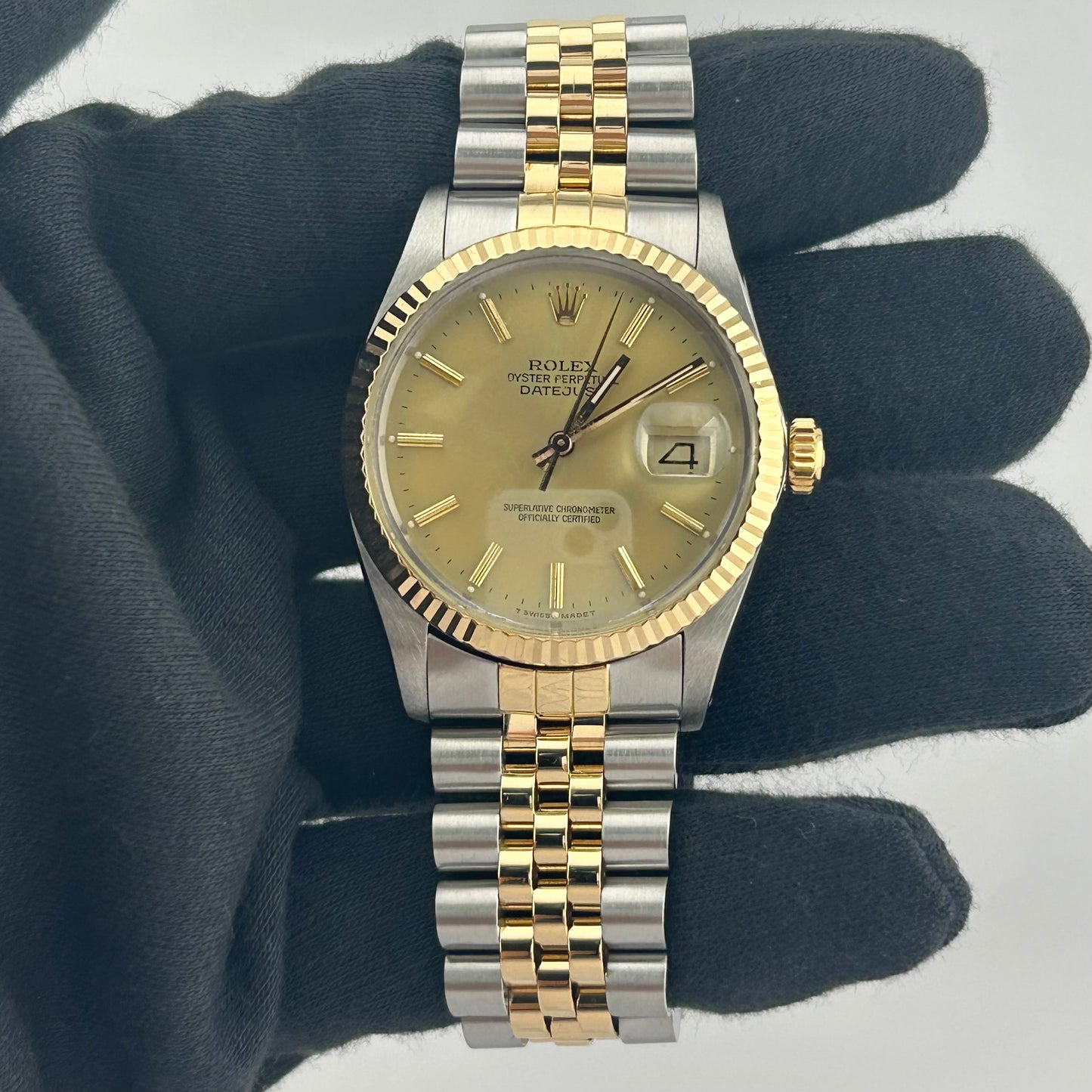 Rolex Datejust Champagne Stick Dial on D Link Jubilee Ref. 16013 1988 — view 2