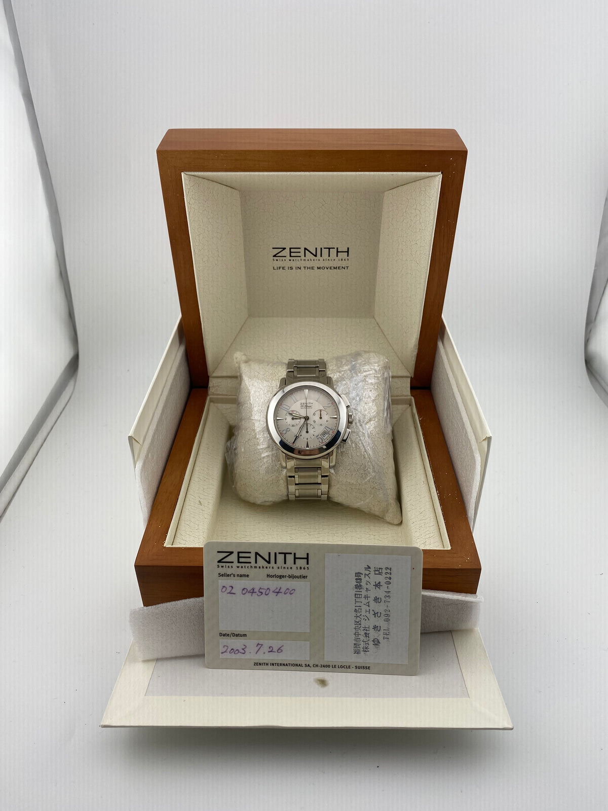 Zenith Port Royal V El Primero Chronograph White Dial on Stainless Steel Bracelet Ref. 02.0450.400 Complete 2003 — view 7