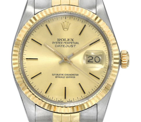 Rolex Datejust 36 Champagne Stick Dial on Generic Leather Strap Ref. 16013