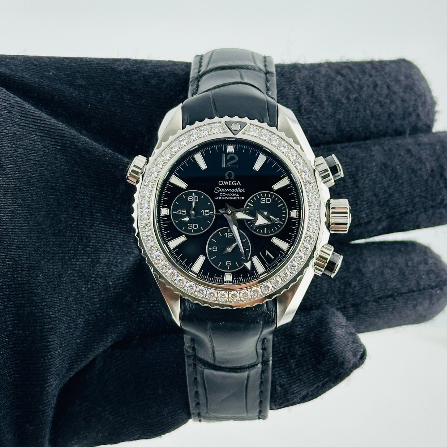 Omega Planet Ocean 600M Black Dial on Leather Band Ref. 222.18.38.50.01.001 Card Open Date — view 2