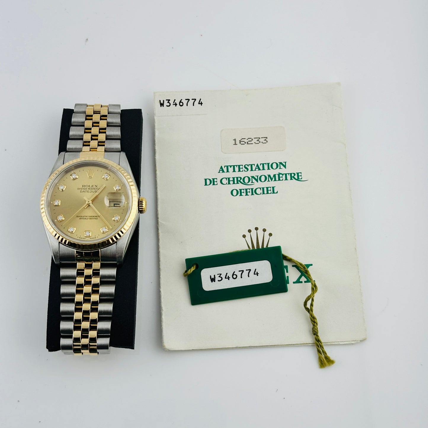 Rolex Datejust Champagne Diamond Dial on D Link Jubilee Ref. 16233 Papers 1995 — view 7
