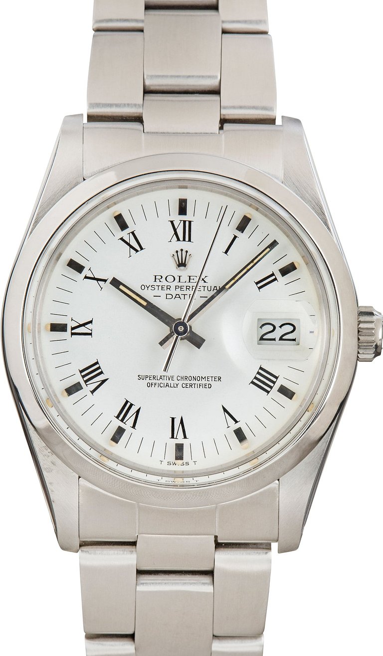 Rolex Oyster Perpetual Date White Roman Dial on Oyster Ref. 15000 1988