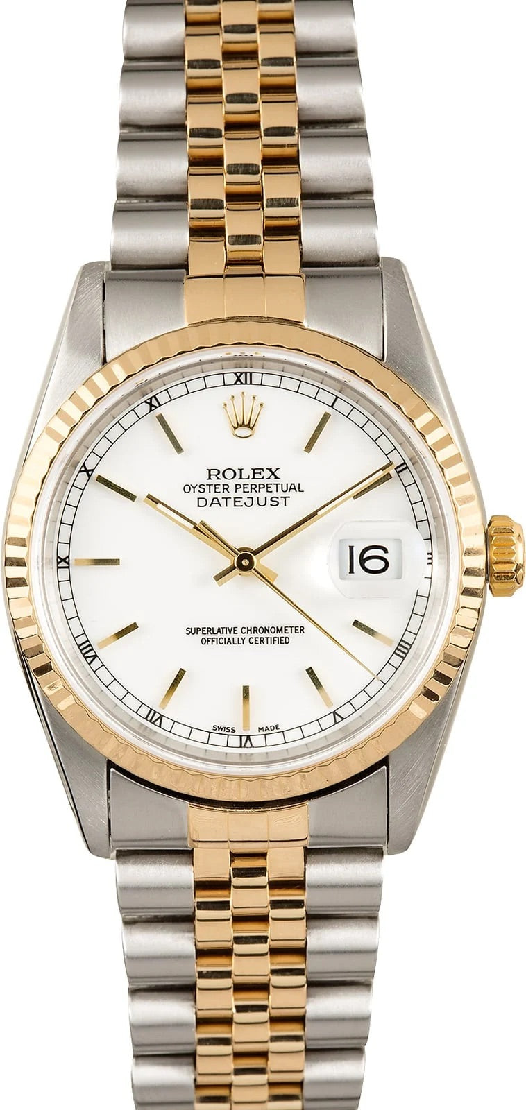 Rolex Datejust White Stick Dial on Oyster Ref. 16233 Papers 2004