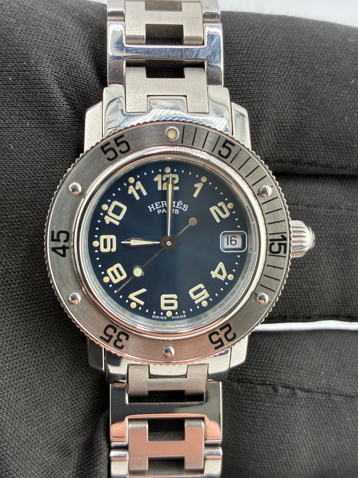 Hermes Clipper Diver Blue Dial on Stainless Steel Bracelet Ref. CL5.210 — view 2