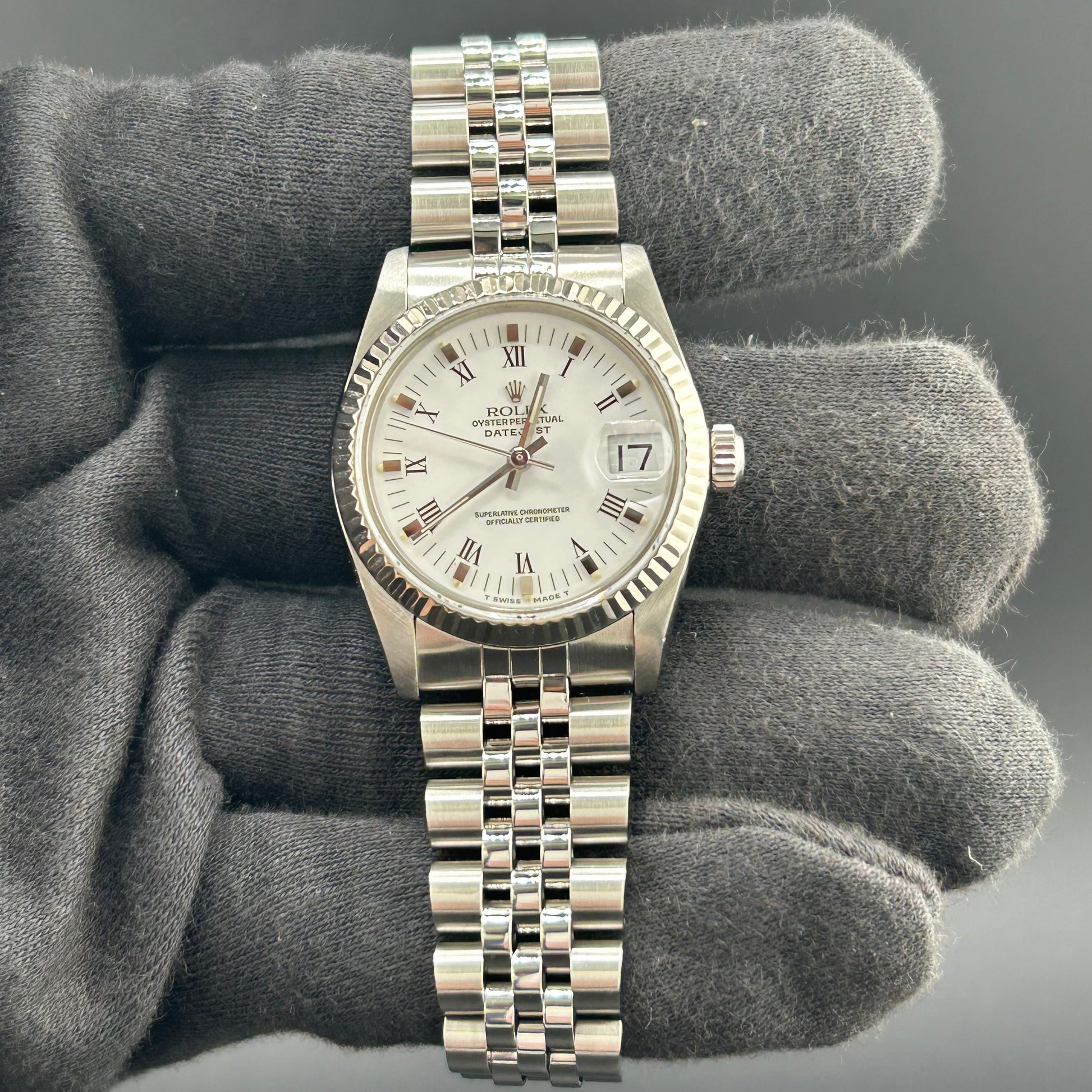 Rolex Datejust White Roman Dial on D Link Jubilee Ref. 68274 1989 — view 2