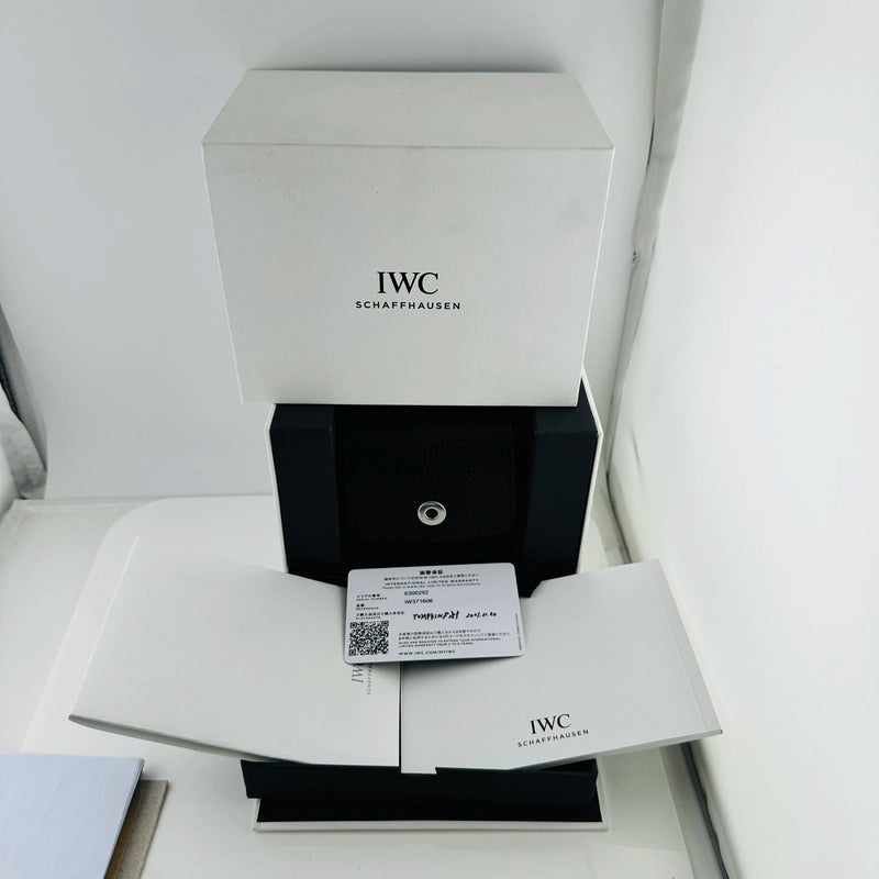 Iwc Portugieser Chronograph Blue Dial on Leather Strap Ref IW371606 with Card 2021