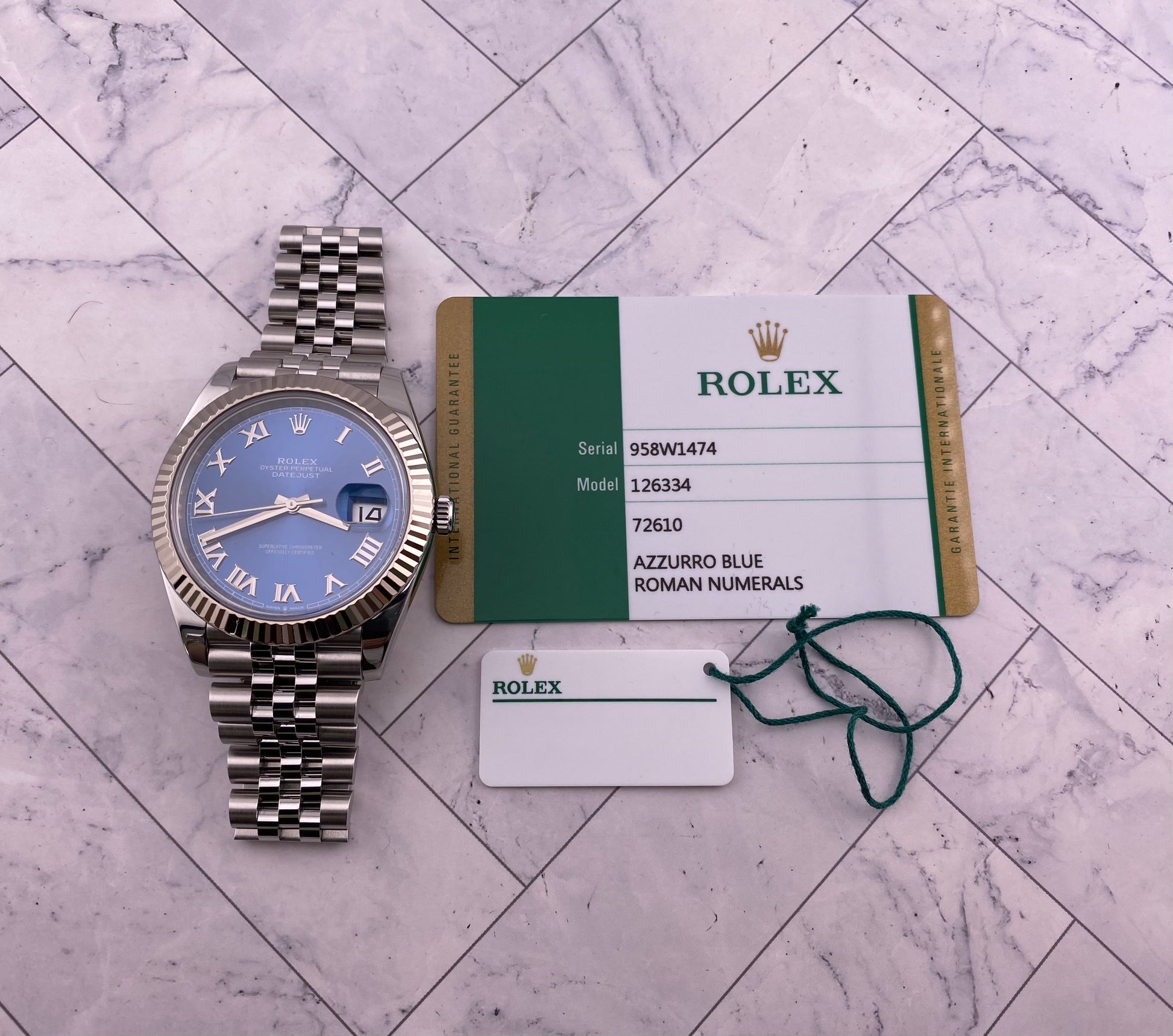 Rolex Datejust 41 Blue Roman Dial on Jubilee Ref. 126334 Card 2019 — view 7