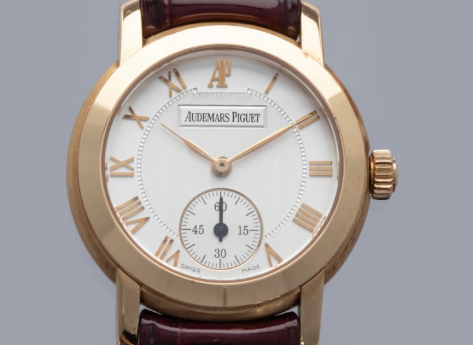 Audemars Piguet Jules Audemars Silver / Rose Gold Roman Numerals Dial on Og Leather Strap Am Buckle Ref. 77208OR