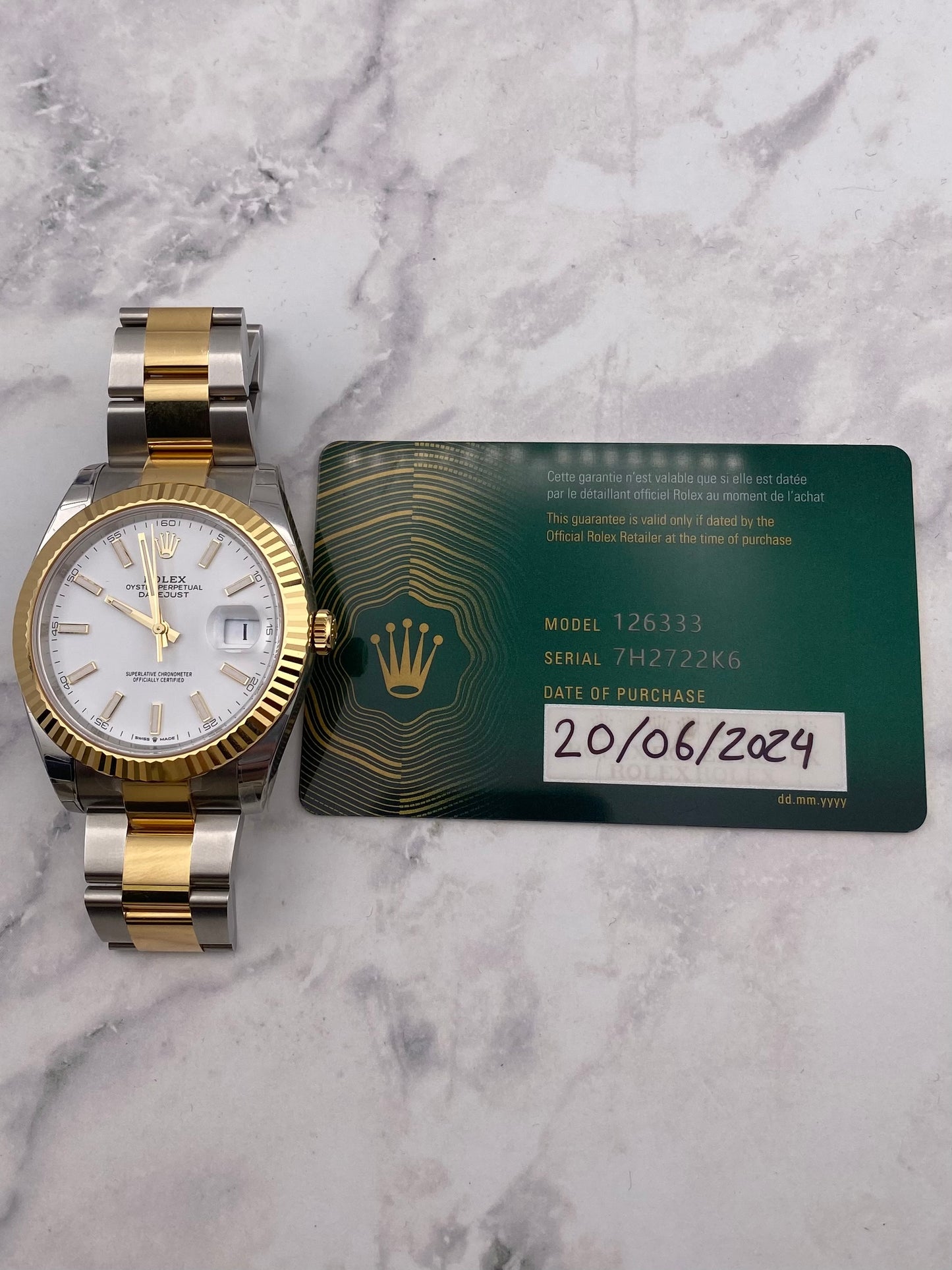 Rolex Datejust 41 White Index Dial on Oyster Ref. 126333 Card 2024 — view 7
