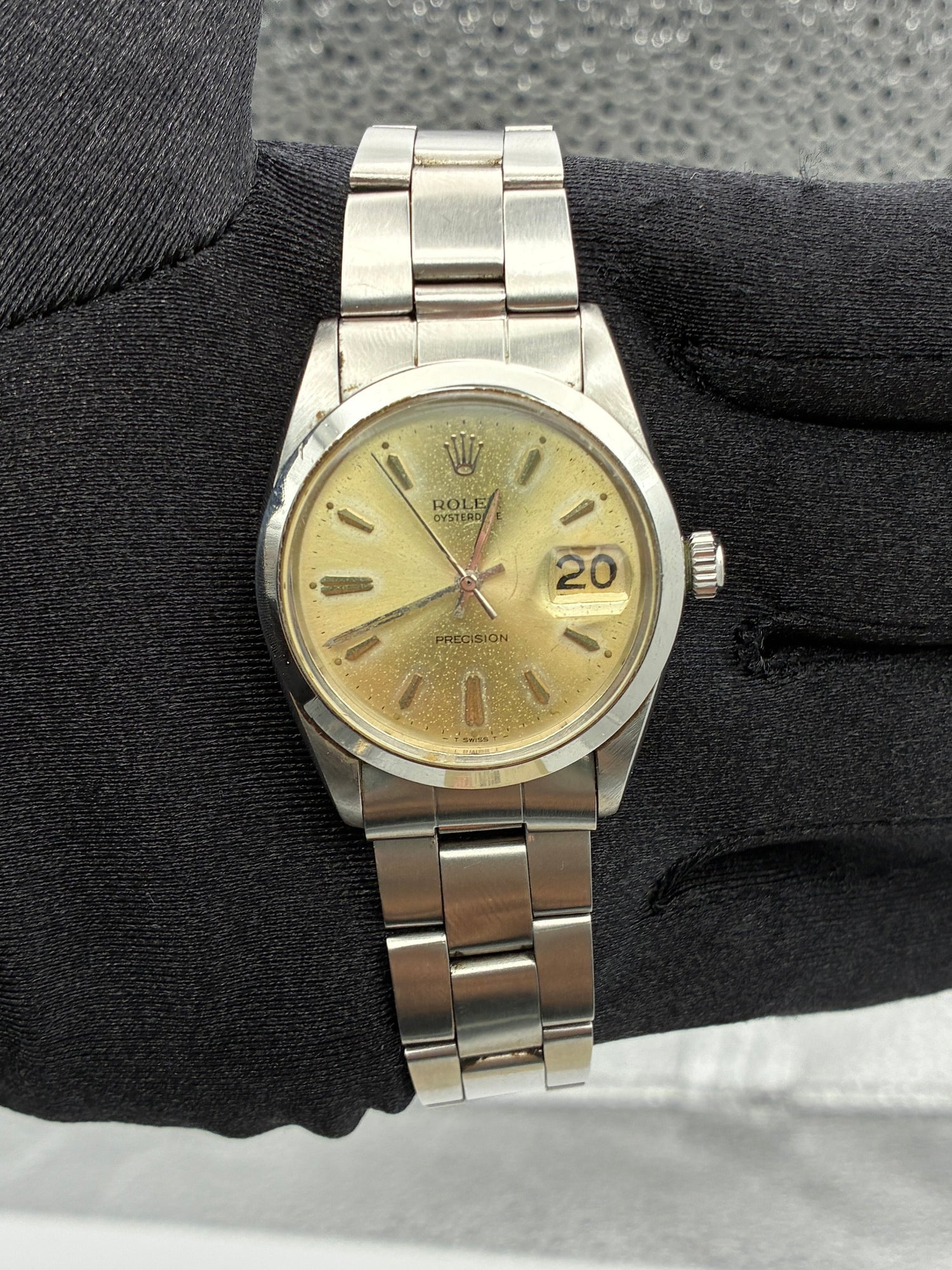 Rolex Oysterdate Precision Silver Stick / Faded Dial on Oyster Bracelet Ref. 6694 Papers 1976