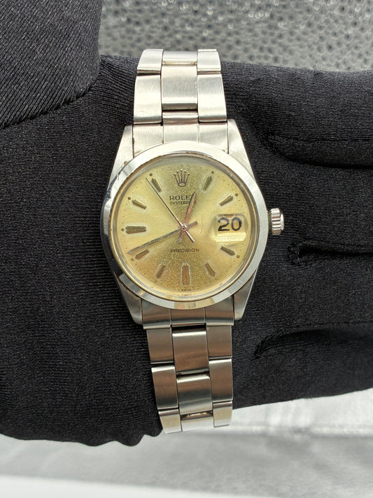 Rolex Oysterdate Precision Silver Stick / Faded Dial on Oyster Bracelet Ref. 6694 Papers 1976