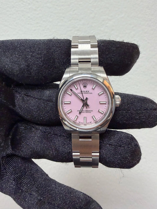 Rolex Oyster Perpetual 28 Candy Pink Dial on Oyster Ref 276200 with New Style Card Green 2025