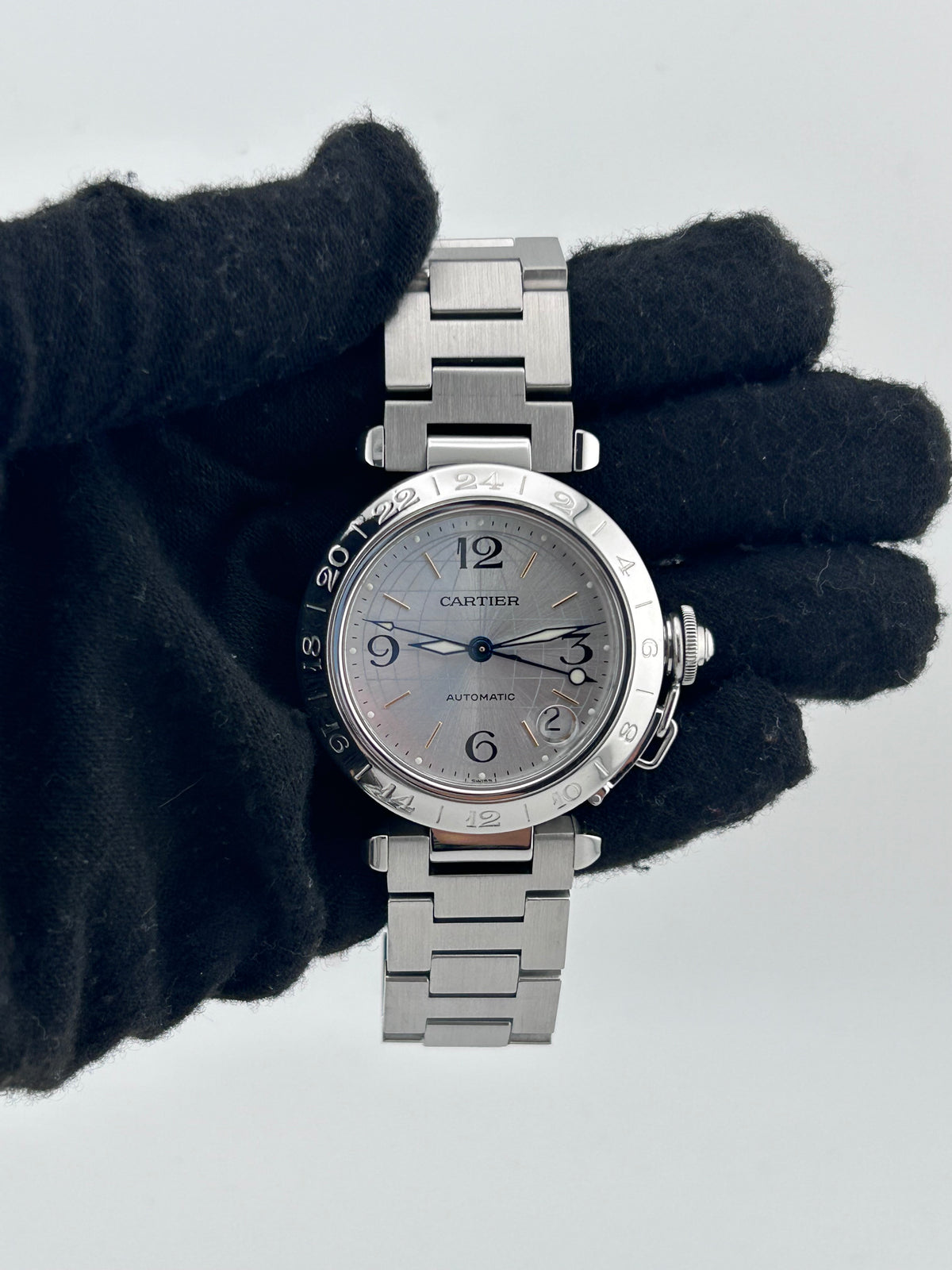 Cartier Pasha C Silver Dial on Stainless Steel Bracelet Ref. W31029M7 Manuals Only and Box — view 2