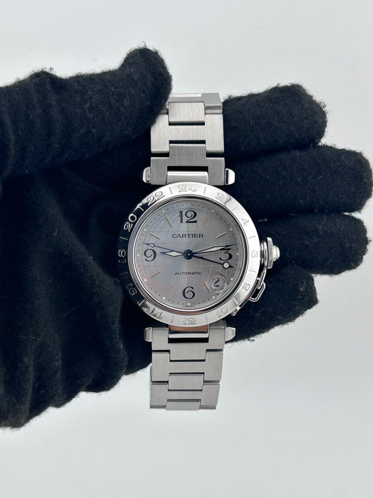 Cartier Pasha C Silver Dial on Stainless Steel Bracelet Ref. W31029M7 Manuals Only and Box — view 2