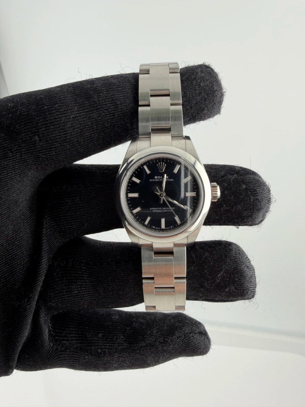 Rolex Oyster Perpetual Black Index Dial on Oyster Ref 276200 with New Style Card Green 2024