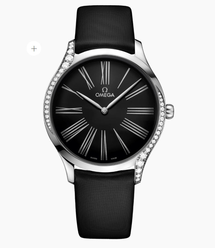 Omega De Ville Trésor Black Dial on Fabric Strap Ref 428.17.39.60.01.001 with Card