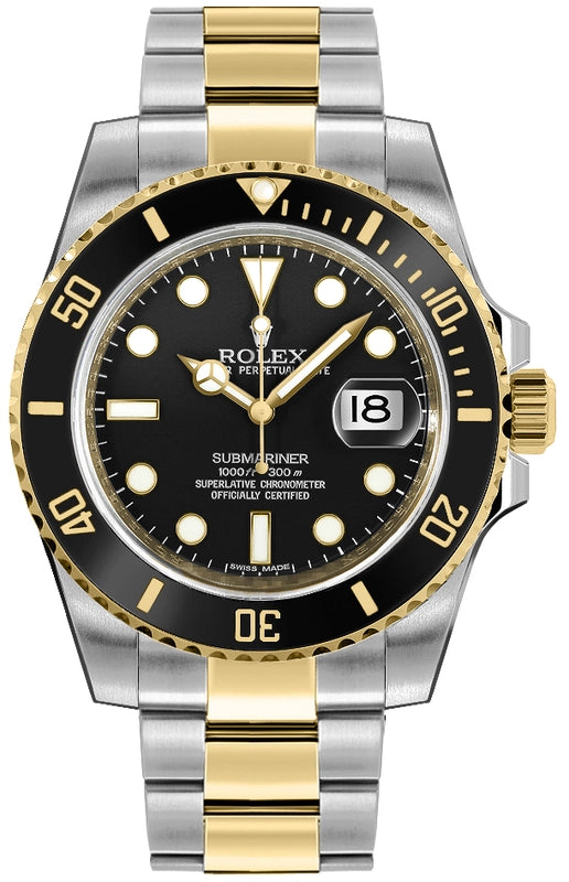Rolex Submariner Black Dial on Oyster Ref 116613LN with New Style Card White 2016