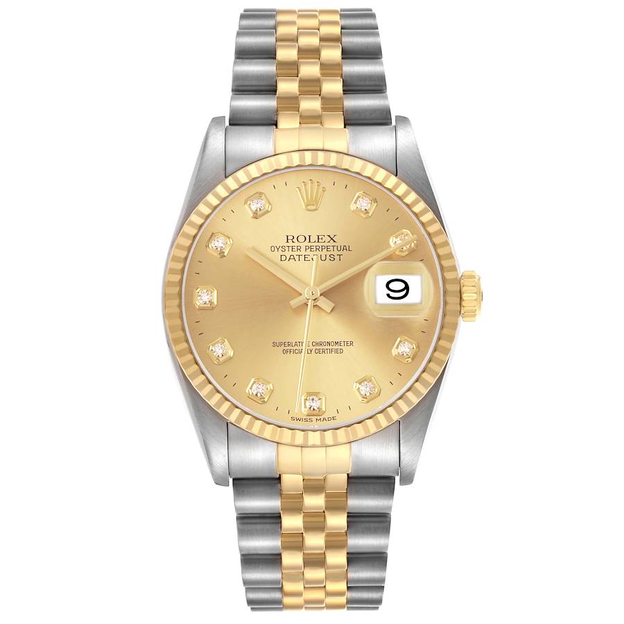 Rolex Datejust Champagne Diamond Factory Dial on D Link Jubilee Bracelet Ref. 16233G 1996