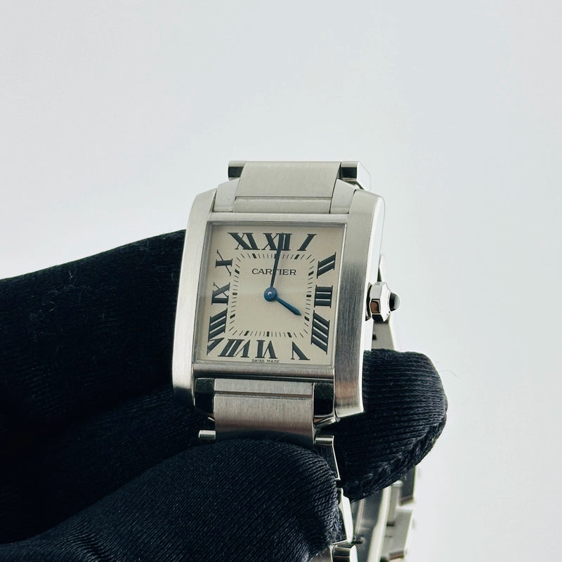 Cartier Tank Francaise Midsize White Roman Dial Ref 3751/WSTA0005